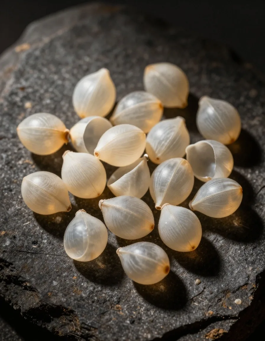 Natural capsules on a dark surface